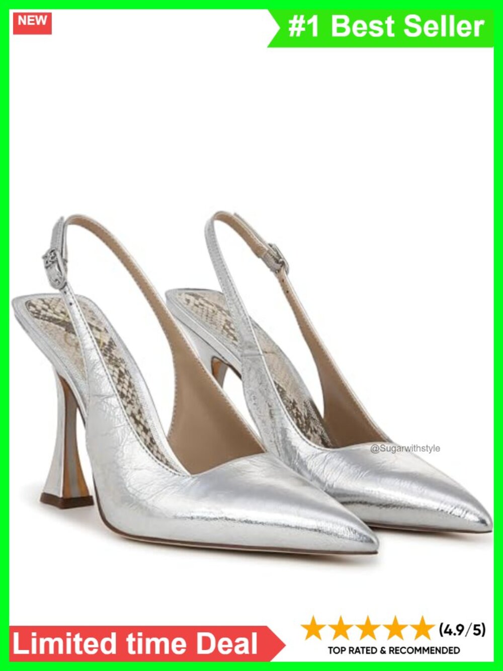 Slingback Pointed Toe Flare Heel Pump for Formal Fashion